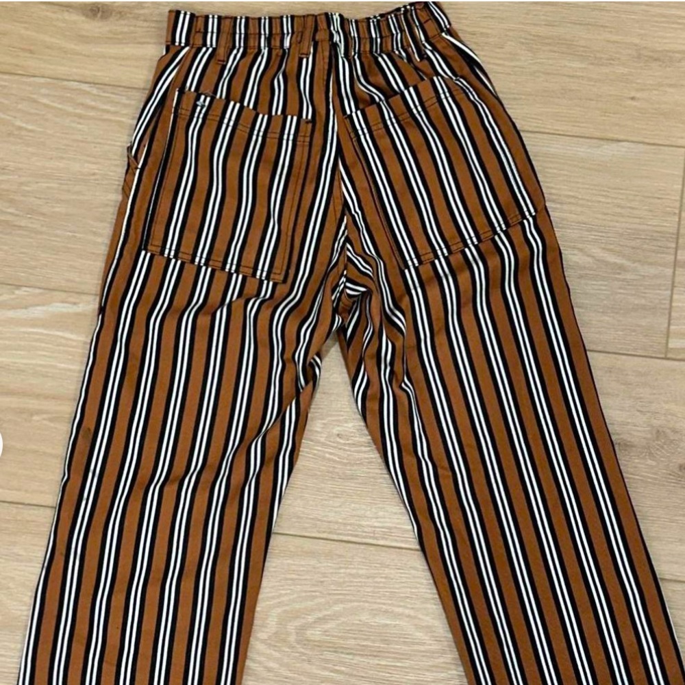 Brown stripe work pants, over estimated size